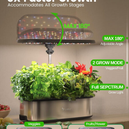 LetPot Senior 12-Pod Smart Indoor Hydroponic Garden – Premium Metal System for Herbs, Greens & Taller Plants - Image 4