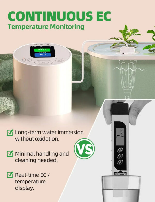 Letpot Smart Temperatuuri- ja EC-arvesti hüdropoonilise siseaia jaoks koos pumbaga - Image 2