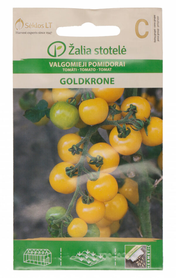 Cherry Tomato 'Goldkrone' Seeds (Solanum lycopersicum) – Early, High-Yielding Yellow Variety for Greenhouse & Outdoor Growing – 15–20g Fruits – 1g