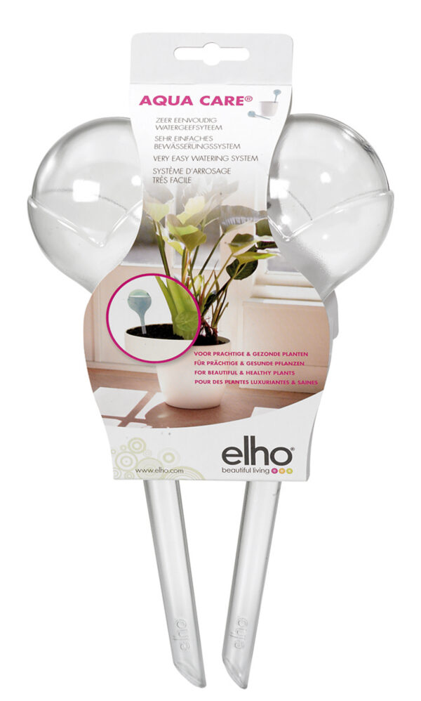 Elho Aqua Care Self-Watering System – Transparent – 2 Pack – Drip Irrigation for Indoor Plants