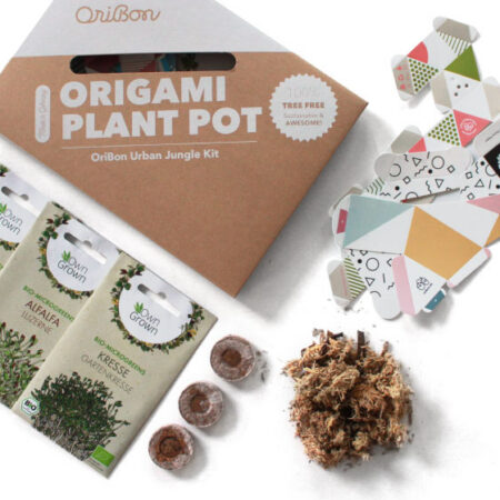 OriBon Modern Collection – 3 Origami Plant Pots with BIO Microgreen Seeds Included - Image 4