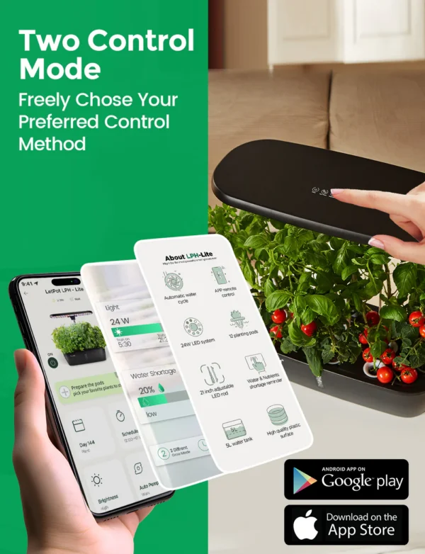 LetPot Lite 12-Pod Smart Indoor Hydroponic Garden – Spacious System for Herbs & Greens