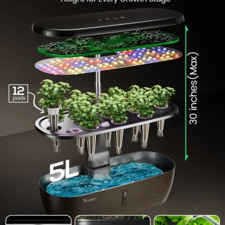 LetPot Lite 12-Pod Smart Indoor Hydroponic Garden – Spacious System for Herbs & Greens - Image 4