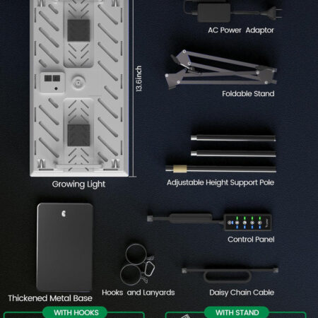 LetPot Smart Grow Lights for Indoor Plants (100W) – Full Spectrum, App + Remote, Standing or Hanging (EU Adapter) - Image 4