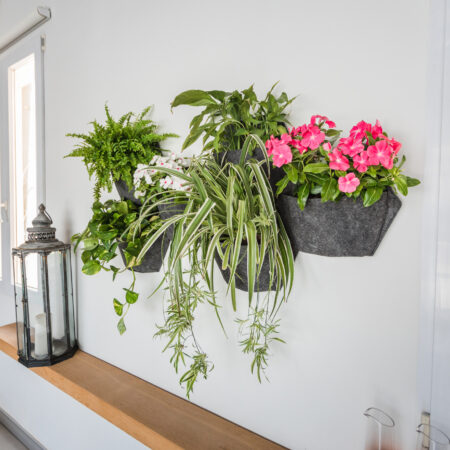 CitySens 3-Pack Wall Planters with Textile Covers and Self-Watering – Black Vertical Planter Set - Image 3