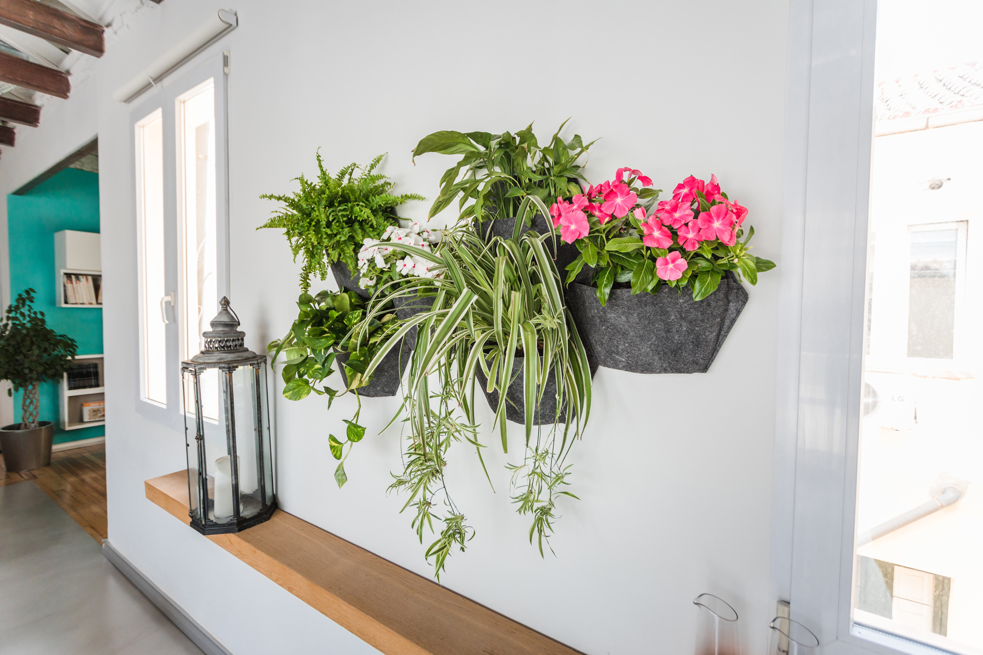 CitySens 3-Pack Wall Planters with Textile Covers and Self-Watering – Black Vertical Planter Set - Image 3