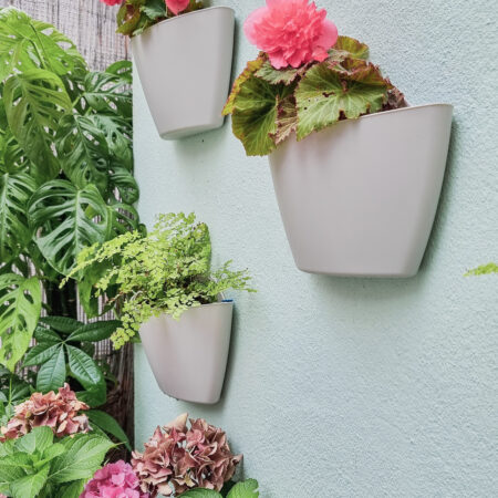 CitySens 3-Pack Wall Planters with Capillary Self-Watering – Gray Vertical Wall Planter Set - Image 3