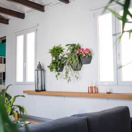 CitySens 3-Pack Wall Planters with Textile Covers and Self-Watering – Black Vertical Planter Set - Image 4