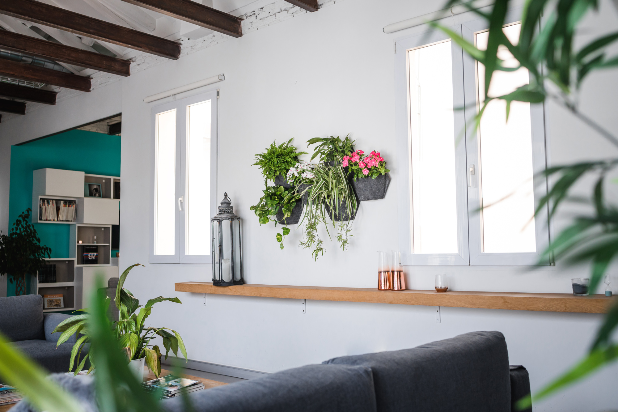 CitySens 3-Pack Wall Planters with Textile Covers and Self-Watering – Black Vertical Planter Set - Image 4