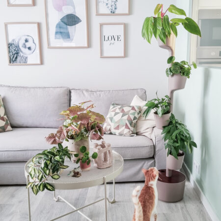 CitySens Vertical Planter – Pine Bark 4 Pots with Wi-Fi Smart Watering Kit and Teak Wood Details - Image 2