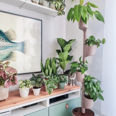 CitySens Vertical Planter – Pine Bark 4 Pots with Wi-Fi Smart Watering Kit and Teak Wood Details - Image 3