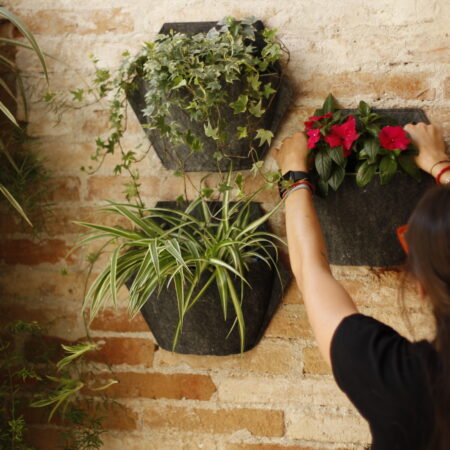 CitySens 3-Pack Wall Planters with Textile Covers and Self-Watering – Black Vertical Planter Set - Image 5