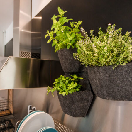 CitySens 3-Pack Wall Planters with Textile Covers and Self-Watering – Black Vertical Planter Set - Image 7