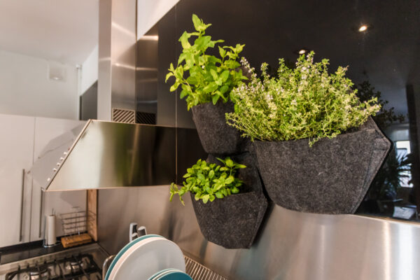 CitySens 3-Pack Wall Planters with Textile Covers and Self-Watering – Black Vertical Planter Set