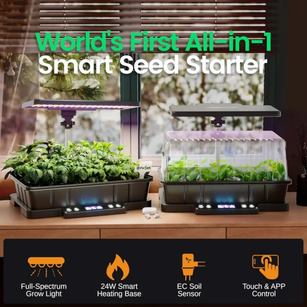 LetPot SS-Pro Smart Seed Starter Kit – 24W Full Spectrum Grow Light + 24W Heated Base with App Control
