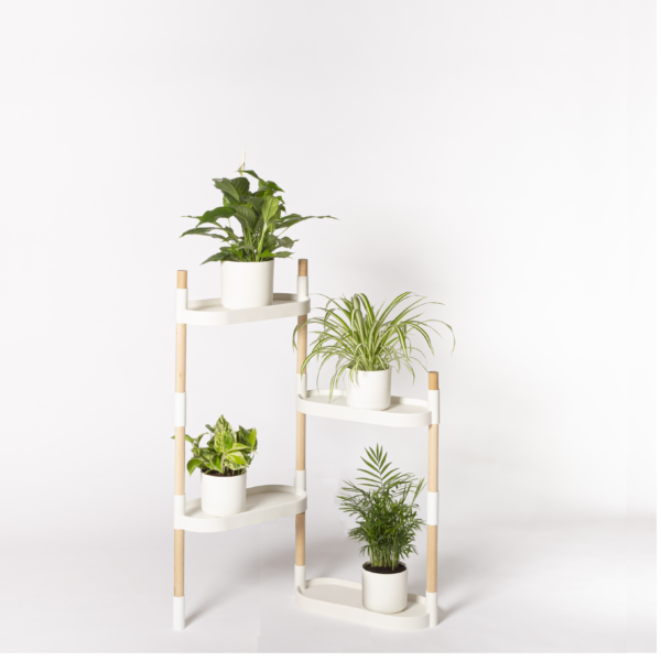 CitySens Modular Plant Shelf – White 4-Tray Indoor Vertical Gardening Shelf