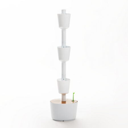 CitySens Vertical Planter – White 3 Pots with Automatic Watering Digital Kit