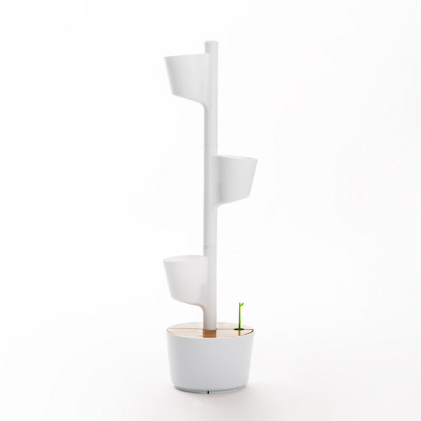 CitySens Vertical Planter – White 3 Pots with Automatic Watering Digital Kit