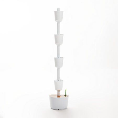 CitySens Vertical Planter – White 4 Pots with Automatic Watering Digital Kit