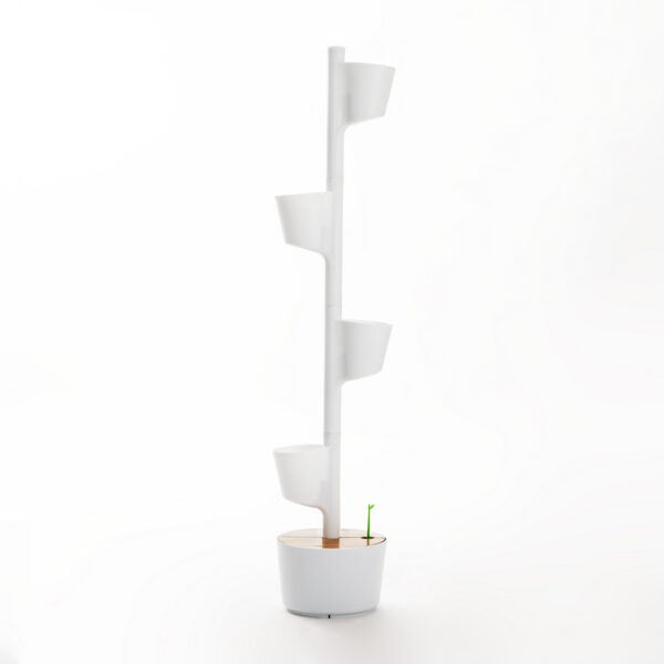 CitySens Vertical Planter – White 4 Pots with Automatic Watering Digital Kit