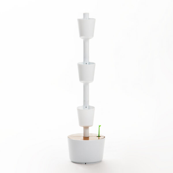 CitySens Vertical Planter – White 3 Pots with Wi-Fi Smart Watering Kit