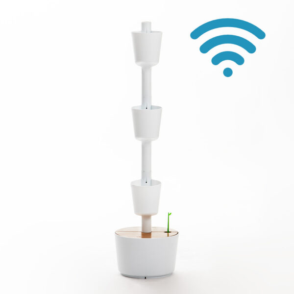 CitySens Vertical Planter – White 3 Pots with Wi-Fi Smart Watering Kit