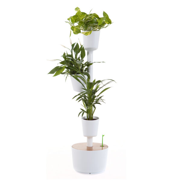 CitySens Vertical Planter – White 3 Pots with Wi-Fi Smart Watering Kit