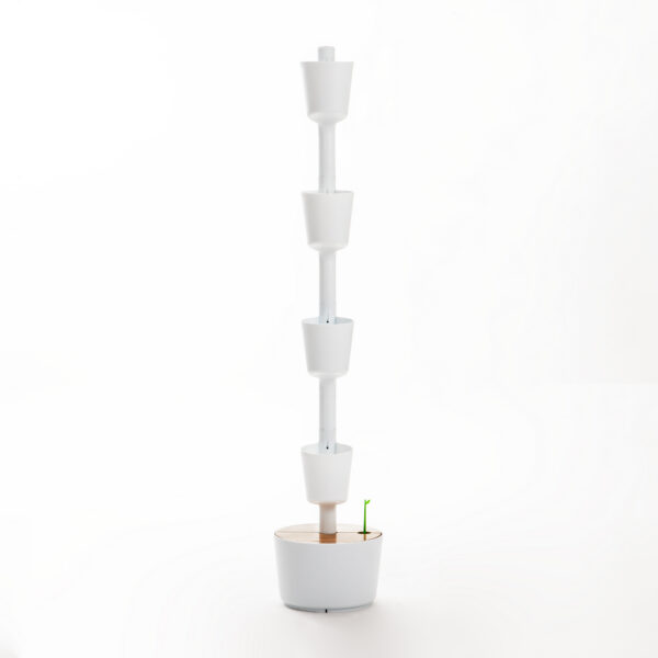 CitySens Vertical Planter – White 4 Pots with Wi-Fi Smart Watering Kit