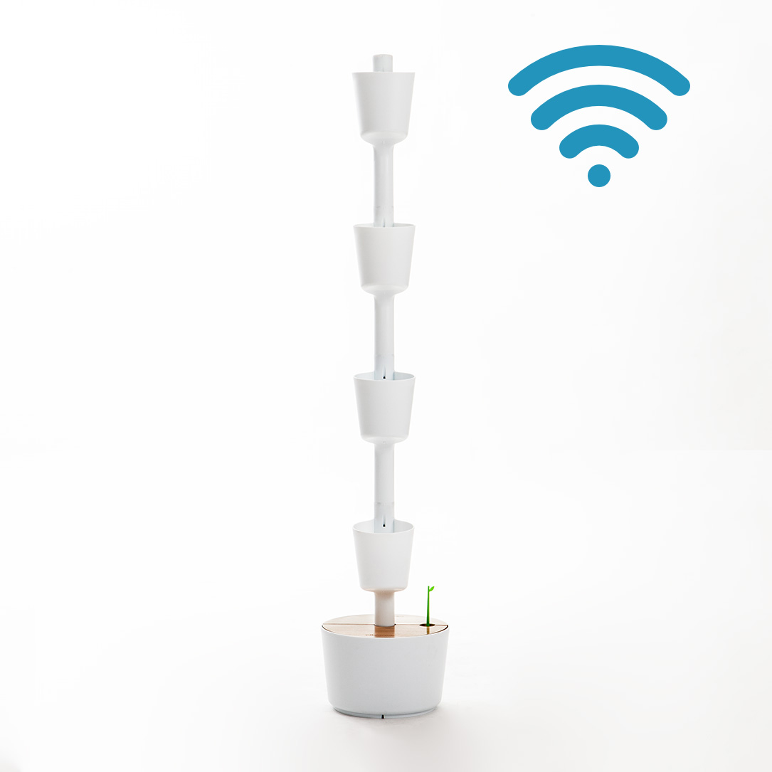 CitySens Vertical Planter – White 4 Pots with Wi-Fi Smart Watering Kit - Image 2