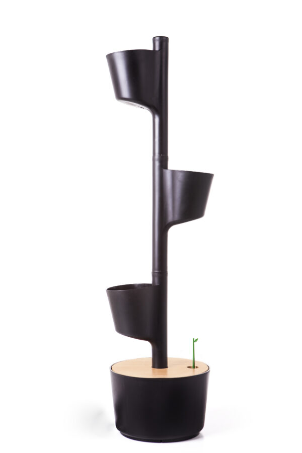 CitySens Vertical Planter – Black 3 Pots with Automatic Watering Digital Kit