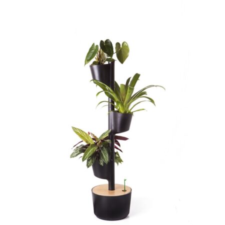 CitySens Vertical Planter โ Black 3 Pots with Automatic Watering Digital Kit