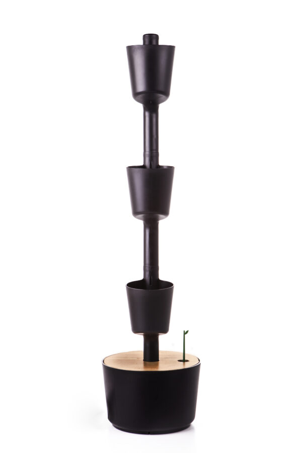 CitySens Vertical Planter – Black 3 Pots with Wi-Fi Smart Watering Kit
