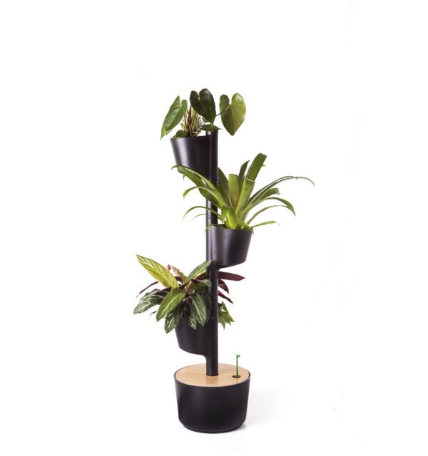 CitySens Vertical Planter – Black 3 Pots with Wi-Fi Smart Watering Kit