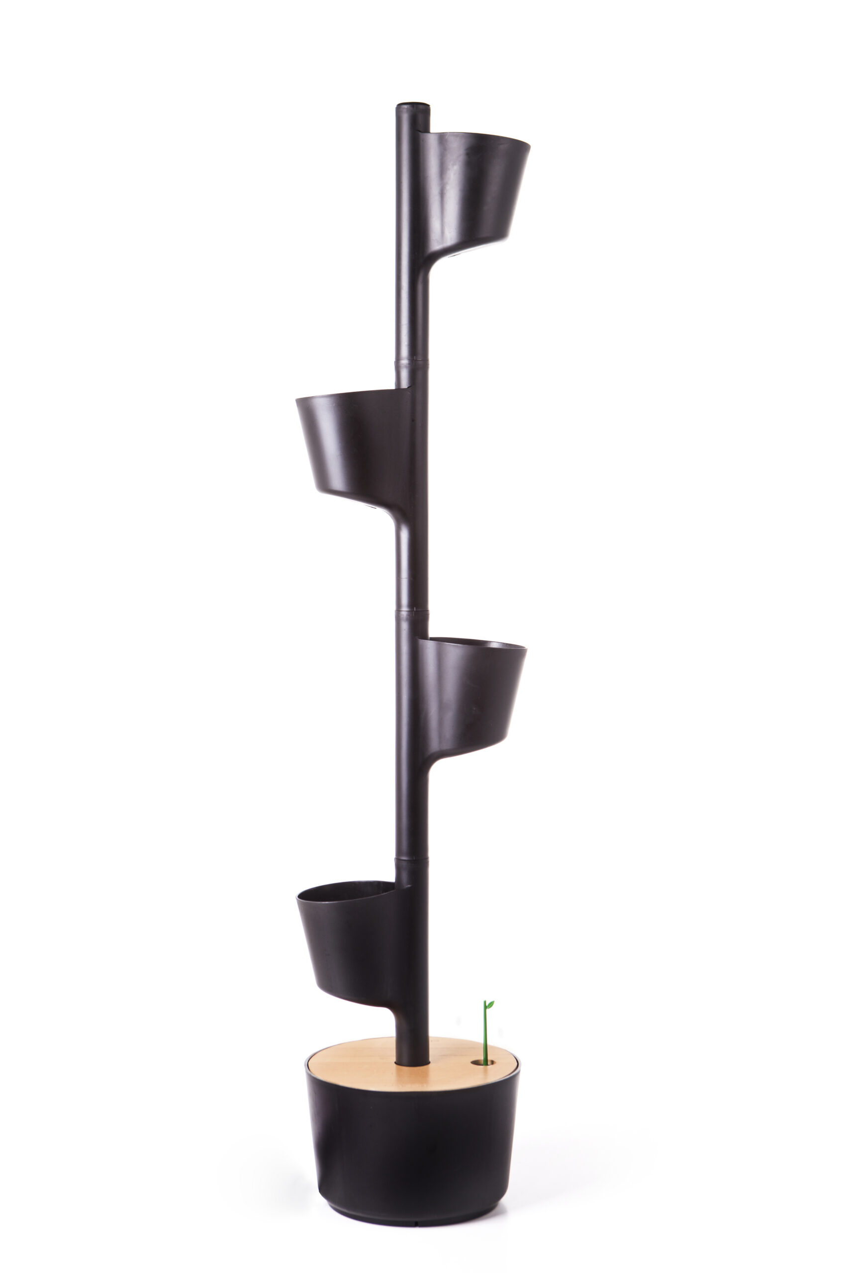 CitySens Vertical Planter – Black 4 Pots with Wi-Fi Smart Watering Kit - Image 1