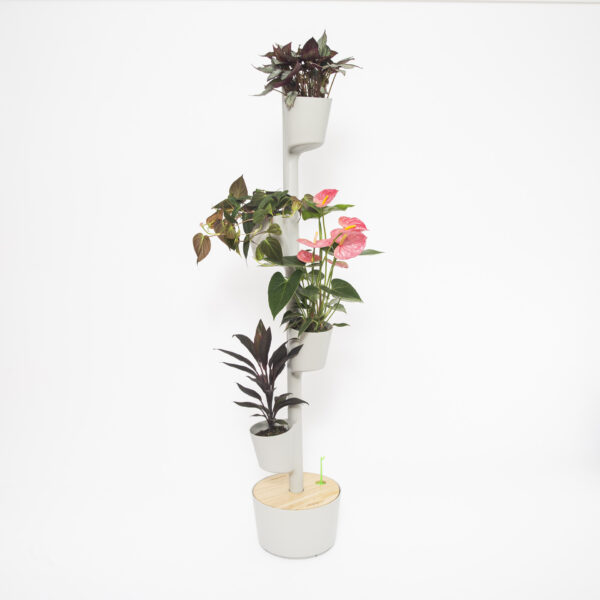 CitySens Vertical Planter – Gray 4 Pots with Automatic Watering Digital Kit