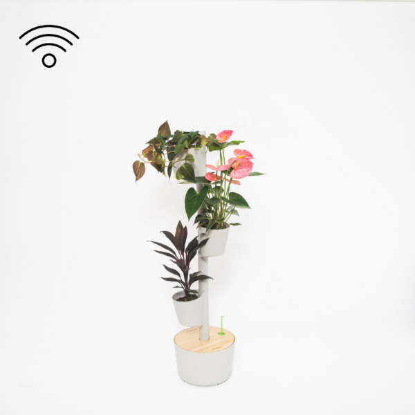 CitySens Vertical Planter – Gray 3 Pots with Wi-Fi Smart Watering Kit