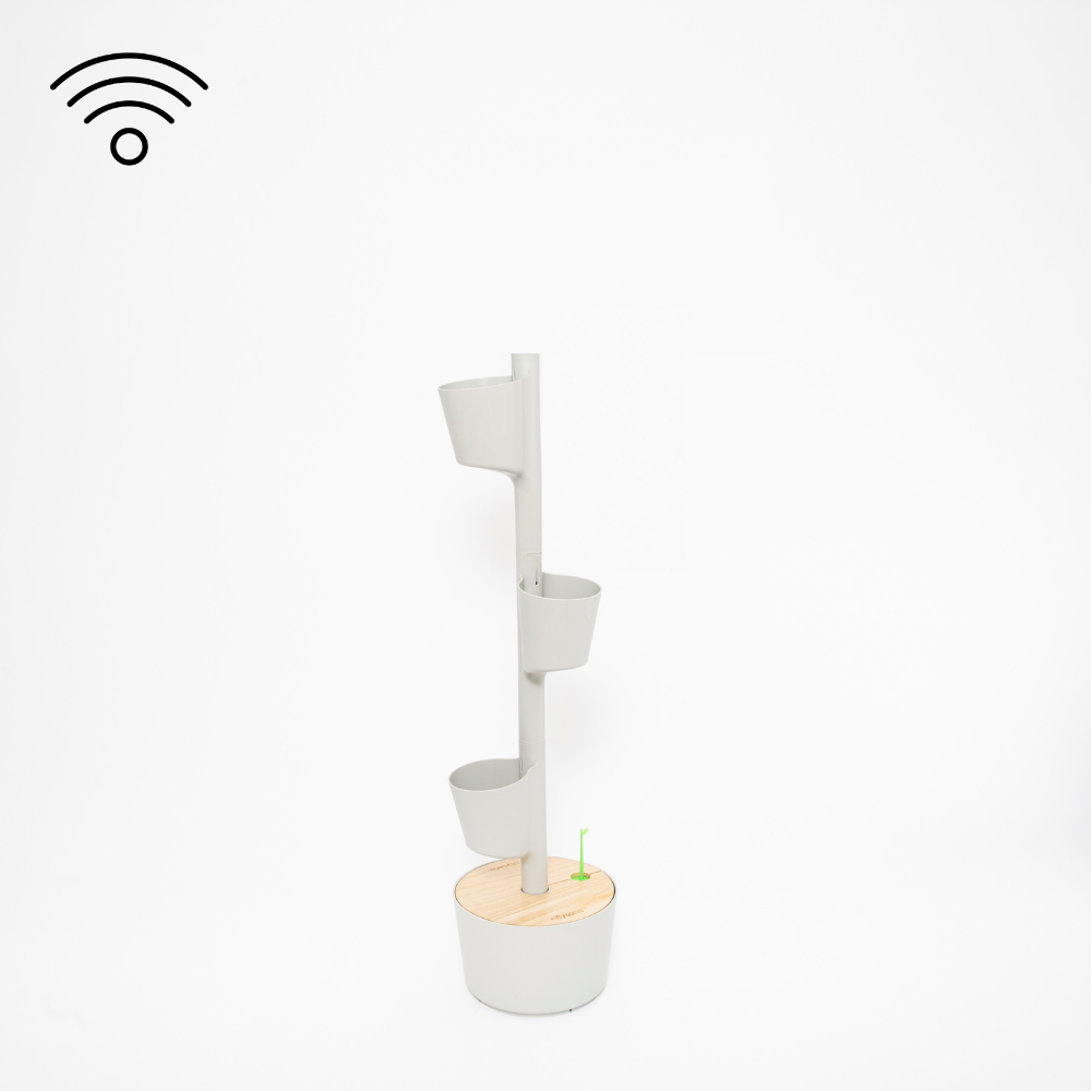 CitySens Vertical Planter – Gray 3 Pots with Wi-Fi Smart Watering Kit - Image 1