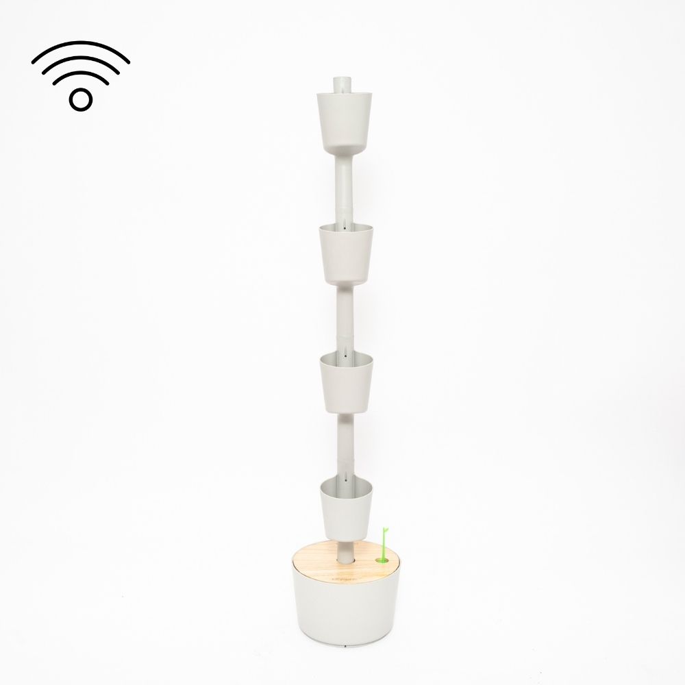 CitySens Vertical Planter – Gray 4 Pots with Wi-Fi Smart Watering Kit - Image 1