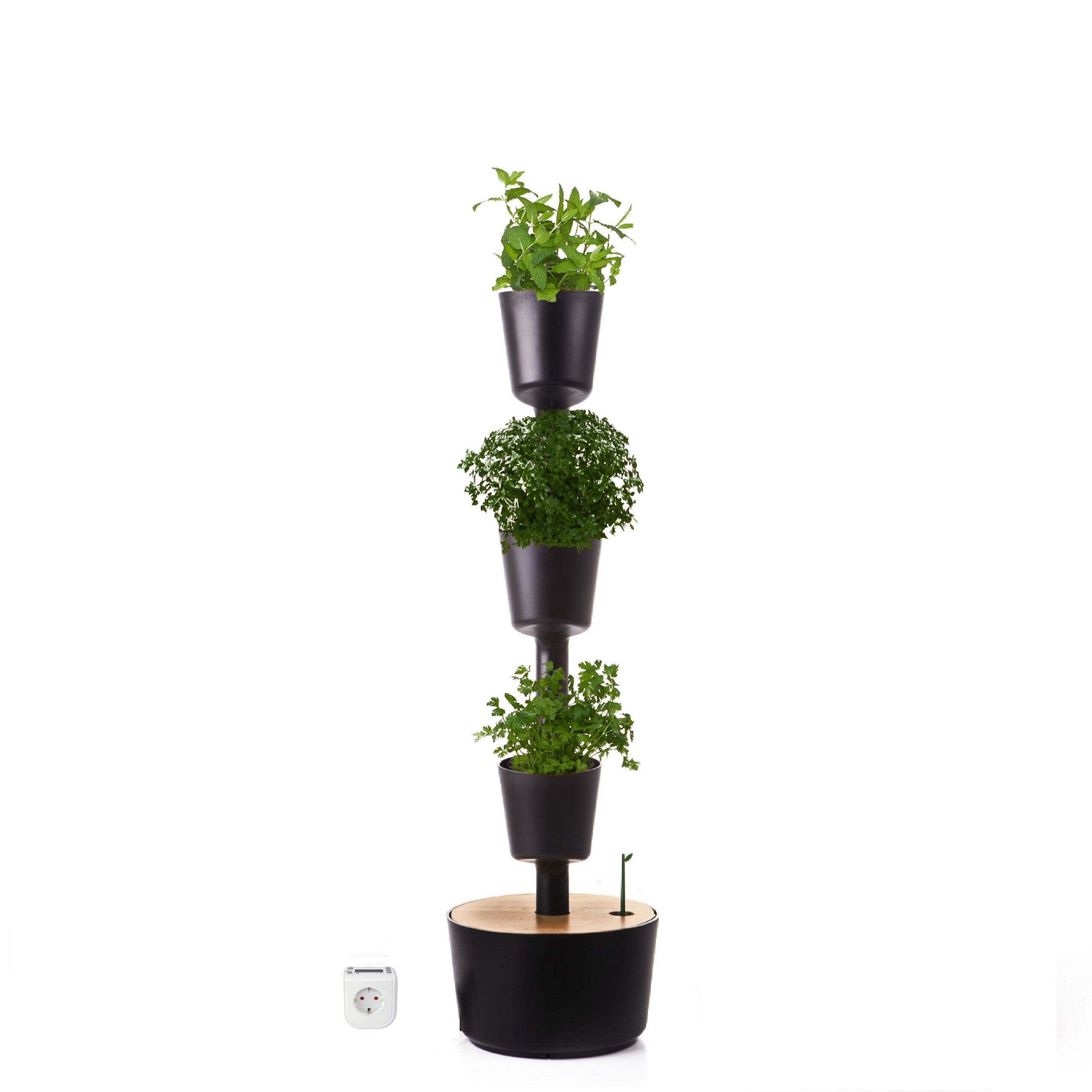 CitySens Indoor Urban Garden with Seeds – Black 3 Pots with Digital Watering Kit - Image 2