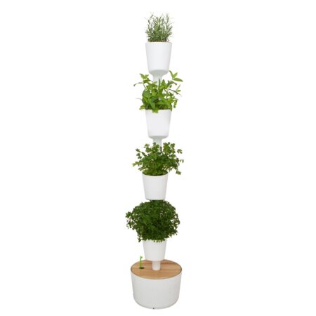 CitySens Indoor Urban Garden with Seeds – White 4 Pots with Wi-Fi Smart Watering Kit