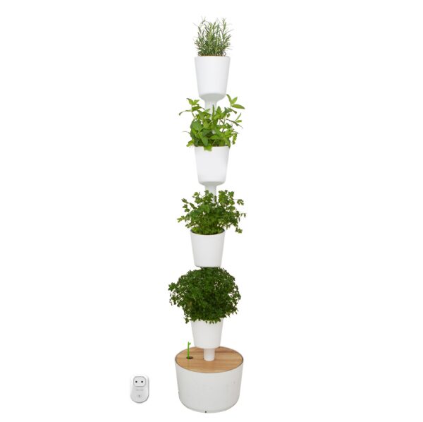 CitySens Indoor Urban Garden with Seeds – White 4 Pots with Wi-Fi Smart Watering Kit