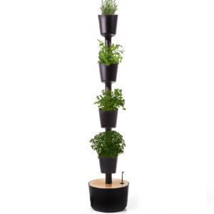 CitySens Indoor Urban Garden with Seeds – Black 4 Pots with Wi-Fi Smart Watering Kit
