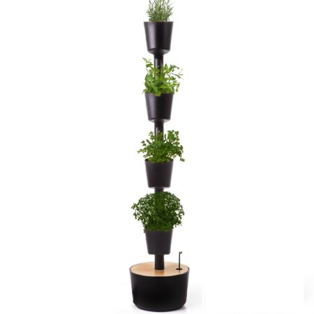 CitySens Indoor Urban Garden with Seeds – Black 4 Pots with Wi-Fi Smart Watering Kit