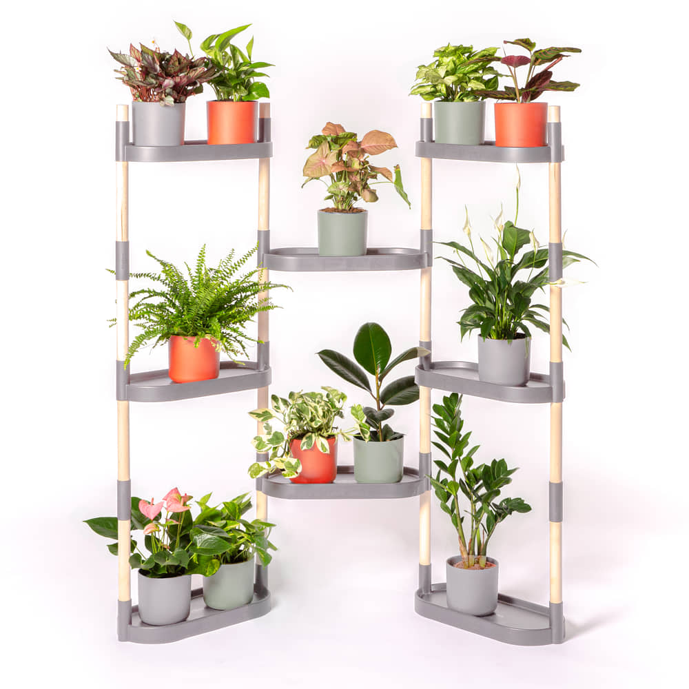 CitySens Modular Plant Shelf – Gray 8-Tray Indoor Vertical Gardening Shelf - Image 3