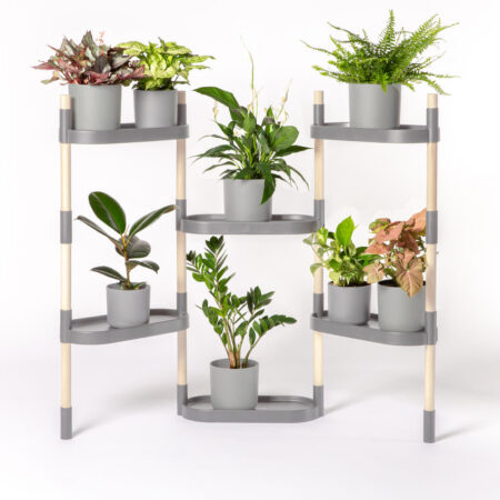 CitySens Modular Plant Shelf – Gray 6-Tray Indoor Vertical Gardening Shelf - Image 3