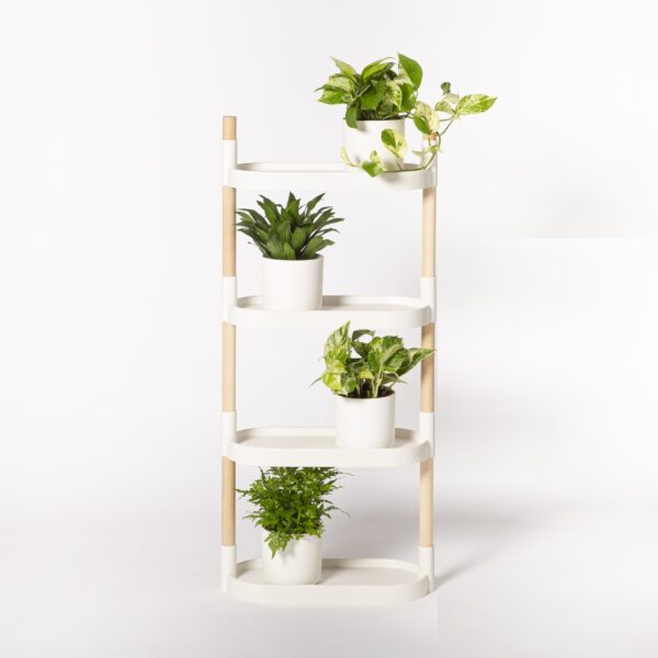 CitySens Modular Plant Shelf – White 4-Tray Indoor Vertical Gardening Shelf