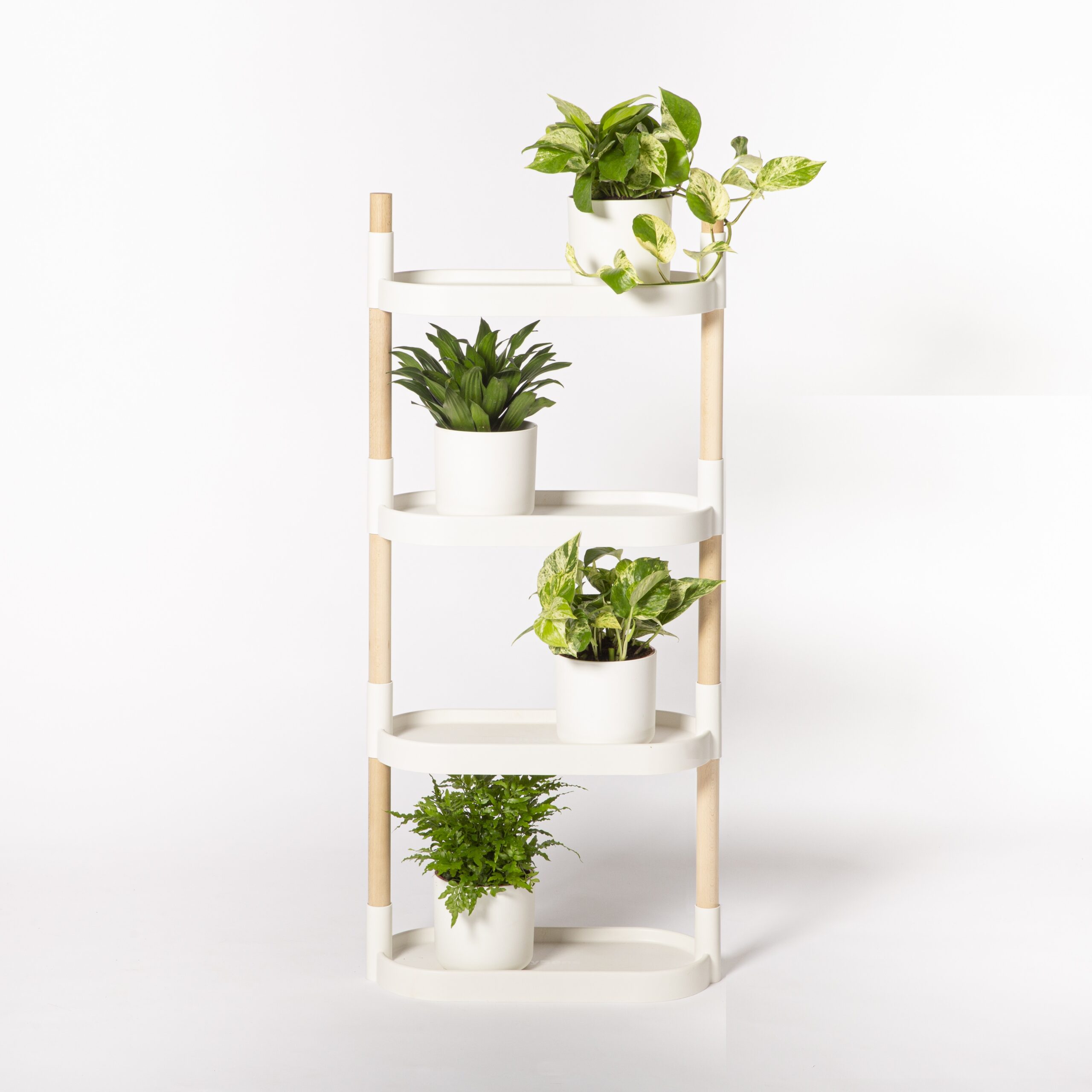CitySens Modular Plant Shelf – White 4-Tray Indoor Vertical Gardening Shelf - Image 3