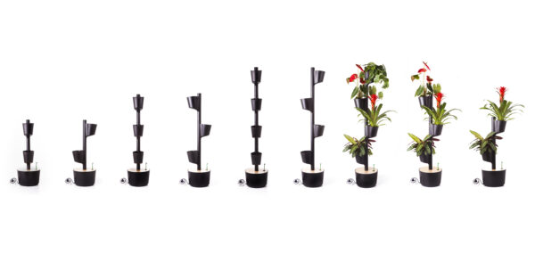 CitySens Vertical Planter – Black 4 Pots with Automatic Watering Digital Kit