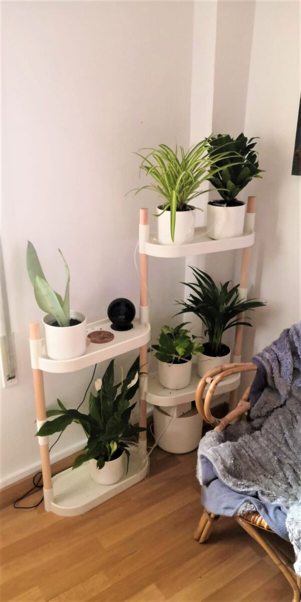 CitySens Modular Plant Shelf – White 4-Tray Indoor Vertical Gardening Shelf