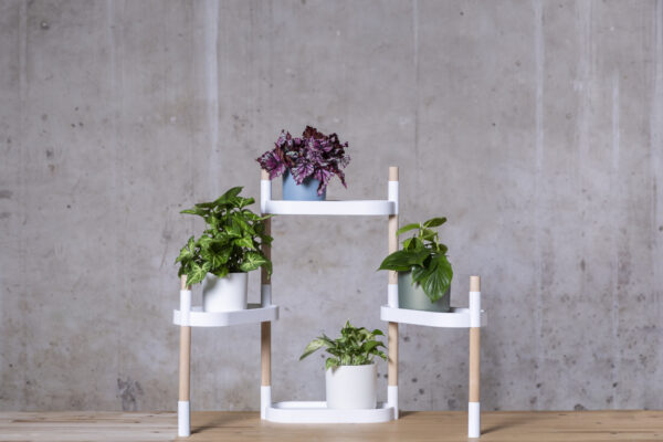 CitySens Modular Plant Shelf – White 4-Tray Indoor Vertical Gardening Shelf